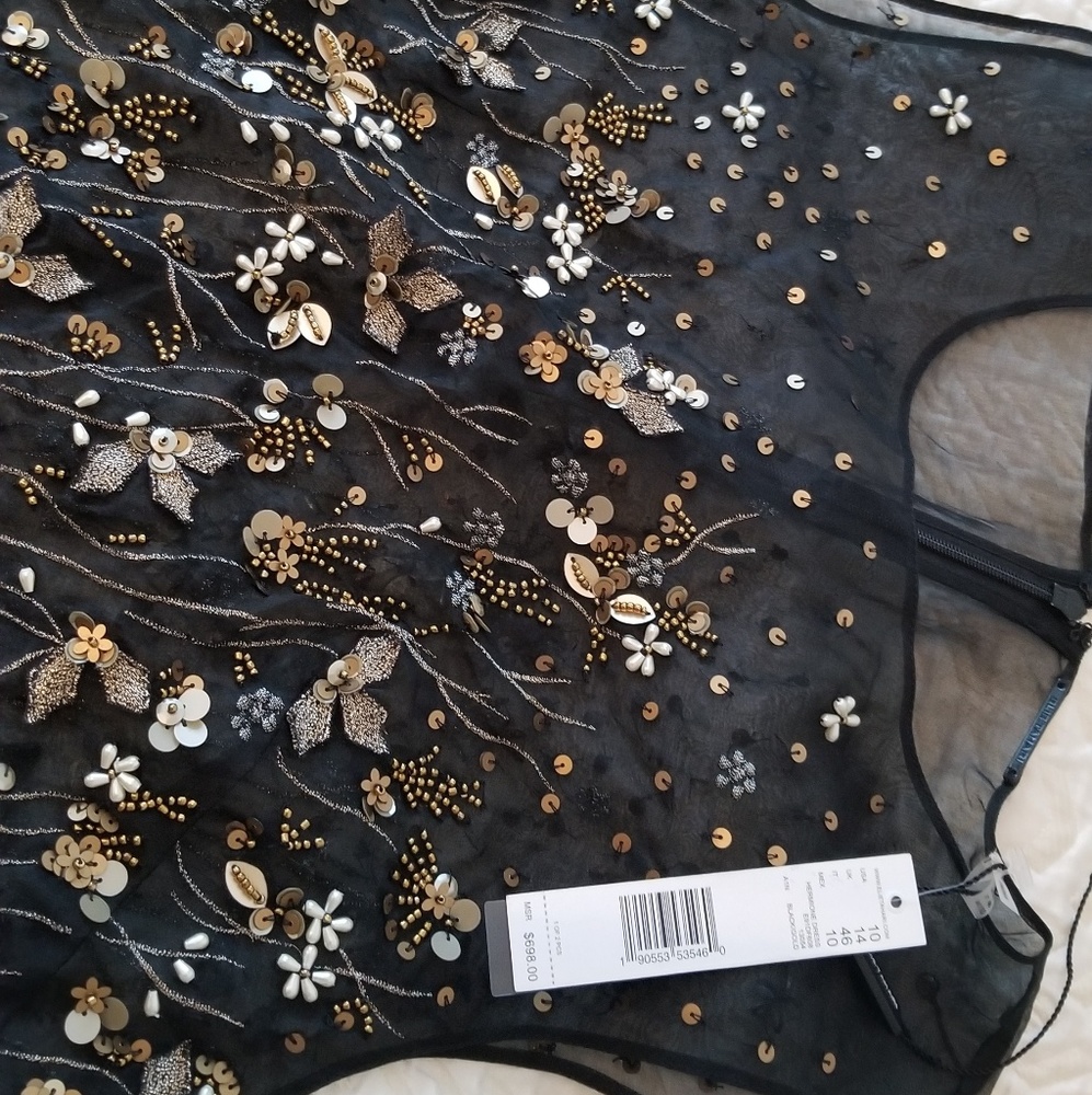 Eli Tahari NWT Silk Organza Embroidery Party Dress